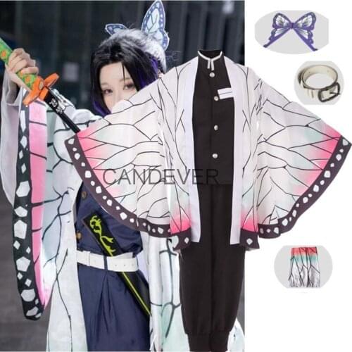 Anime Cosplay Demon Slayer Kimetsu no Yaiba Kochou Shinobu Costume Halloween Women Costume Kimetsu no Yaiba kids girls child