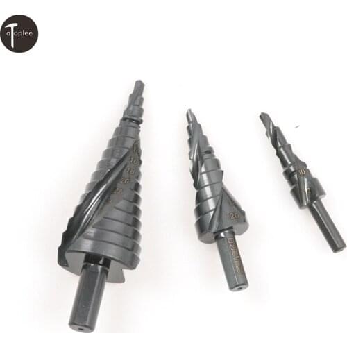 1PCS 4-12mm 4-20mm 4-32mm Triangle Handle Nitriding Spiral-Fluted HSS Step Drill Bit Metal Drilling Kit