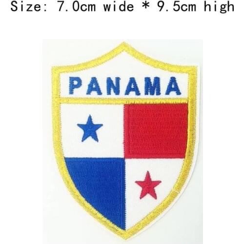 10pcs PANAMA shield embroidery patch Free shipping for left chest 9.5cm high gold iron on sew on for DIY clothing/stars patch