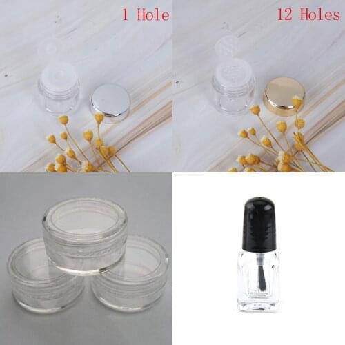 5ml Empty Loose Powder Pot With Sieve Cosmetic Makeup Jar Container Handheld Portable Sifter with Black Cap