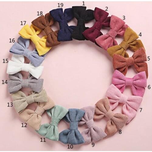8.0x6.5cm Gilrs bows hair clips or Flat back Corduroy Bows Headband For Baby Girls Women Hair Accessories 40Pcs/lot