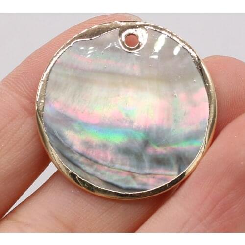 3PCS2021Natural Black Shell Disc-shaped Gold-plated shell with Hole Beads Making Necklace Bracelet Earring Accessories Wholesale