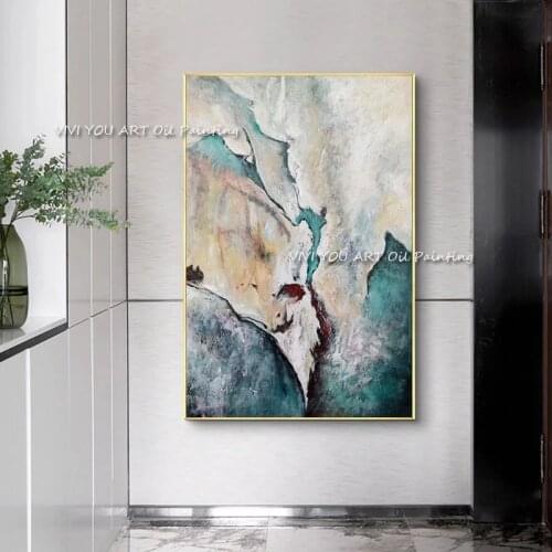 Abstract Yellow Blue Cloud Oil Painting Posters Wall Art Landscape Canvas Handmade Big Size Nordic Home Decoration Cuadros