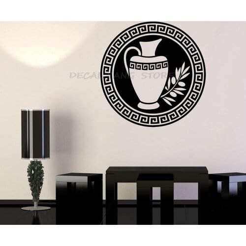 Antique Wall Decal Greek Ornament Jug Olive Branch Vinyl Window Stickers Art Home Decor for Living Room Bedroom Art Mural 1488