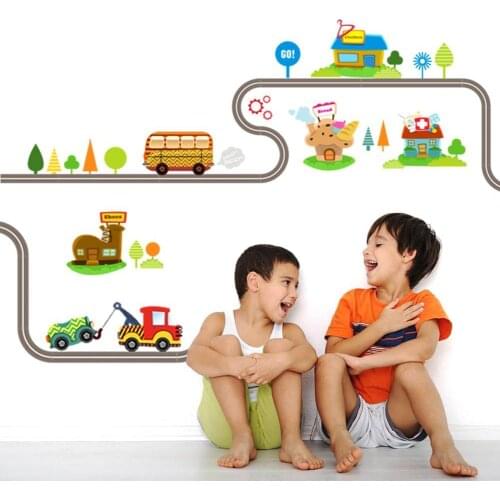 Car Wall Sticker Self-adhesive Decoration PVC Lovely Cartoon Tile Decal for Children Room Home Living Room Decoration