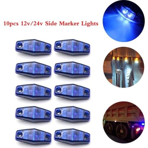 10pcs 12V/24V Truck Lorry Blue Side Marker Lights Side Lamp Travel Trailer Turn Signal Car Led Clearance Strobe Warning Light