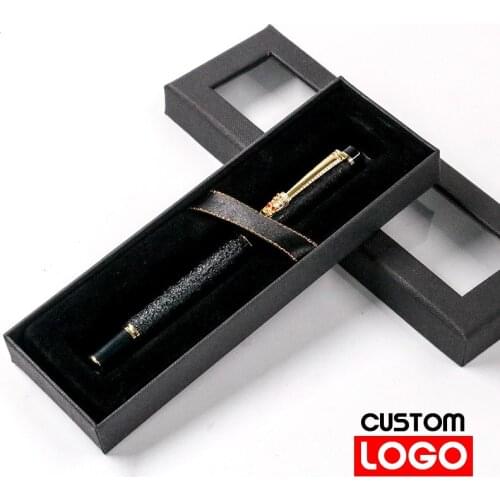 Black Pen Box Hard Paper Box Ribbon Gift Pen Box Transparent Gift Black Packing Box