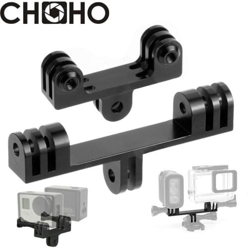 Double Bracket Bridge Aluminum Alloy CNC Connector Selfie Holder Flash Mount For Gopro hero 9 8 7 6 XiaoMi Yi SJCAM Accessories