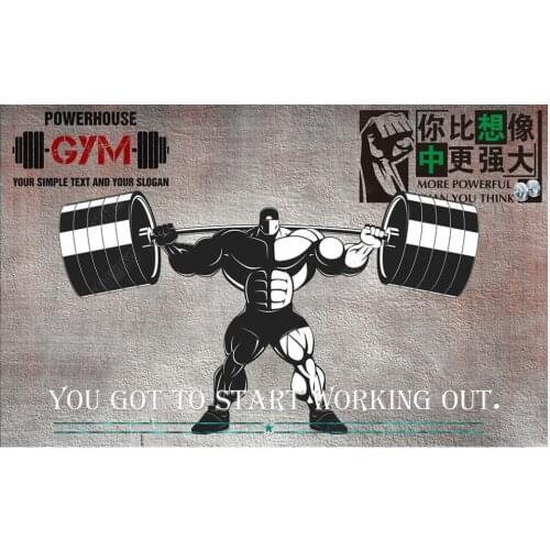 Wallpaper photo 3 d custom mural Retro hand drawn cartoon weightlifting fitness exercise room Wallpaper for walls 3d in rolls