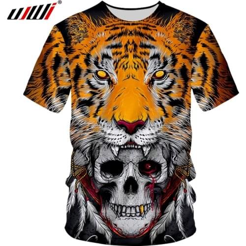UJWI New Art Skull T-shirts Mens Tiger 3D Printing T-shirt Streetwear Short Sleeve Casual Top Direct Mail Harajuku Dropship 5XL