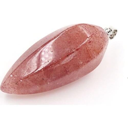 FYSL Silver Plated Irregular Shape Strawberry Crystal Pendant for Gift Rose Pink Quartz Jewelry