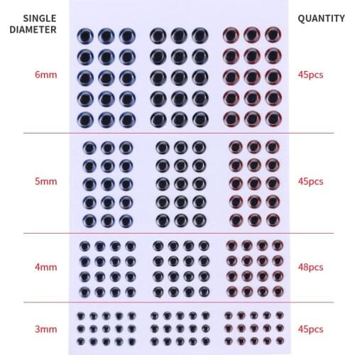 Fishing Lure Eyes 183pcs a lot 3D Simulation Eyeball Down Crankbait Minnow Popper VIB Artificial Fish Eyes 3-6mm