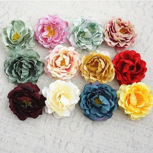 Artificial peony flowers handmade 100pcs Fake flowers christmas decorations for home weddingdiy gifts box Silk Small tea rose