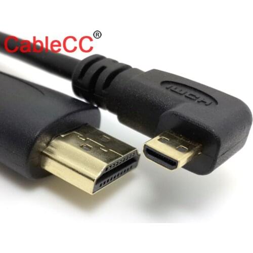 Jimier CY Cable Micro HDMI-compatible Right Angled 90 Degree to HDMI-compatible Male HDTV Cable 50cm for Cell Phone & Tablet
