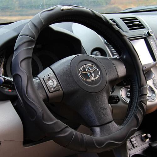 Car steering wheel cover leather steering wheel wheel cover four seasons handlebar set diameter 38CM
