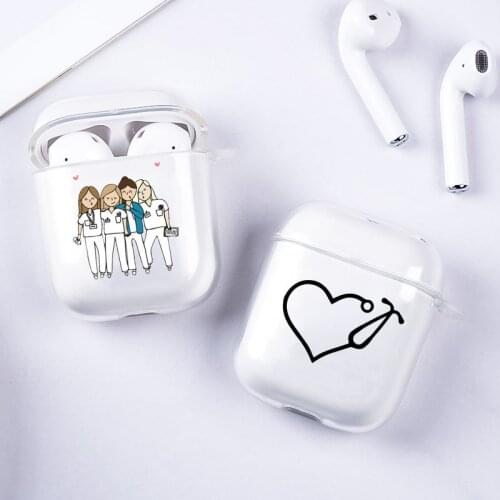 Cartoon Medicine Doctor Nurse Earphone Cases for Airpods 1 2 Charging Box Cover for AirPods Soft Silicone Clear TPU Fundas Coque