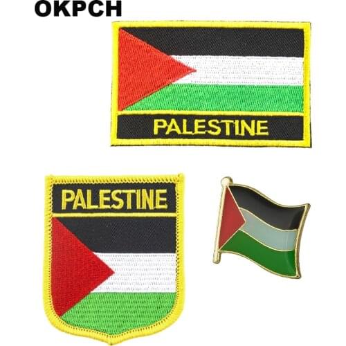 Palestine National Flag Embroidered Iron on Patches for Clothing Metal badges PT0027-3
