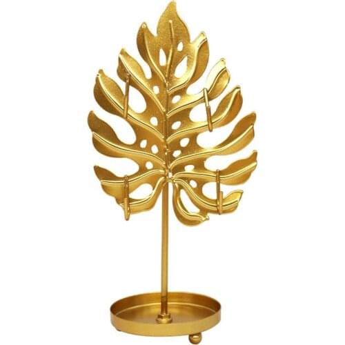 2021 New Style Leaf Shape Iron Jewelry Display Rack Stand Earrings Necklace Bracelet Organizer Storage Holders Desktop Decor