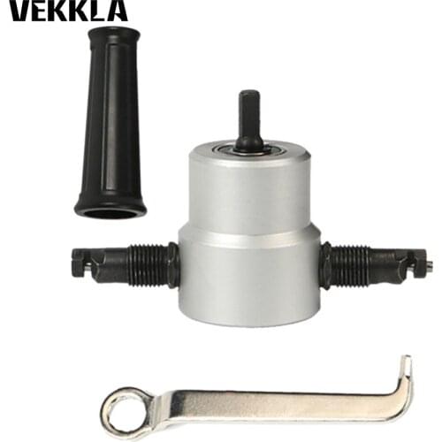 Nibble Metal Cutting Double Head Sheet Nibbler Saw Cutter Tool Drill With Wrench Home Repair Hand Tools Power Tools