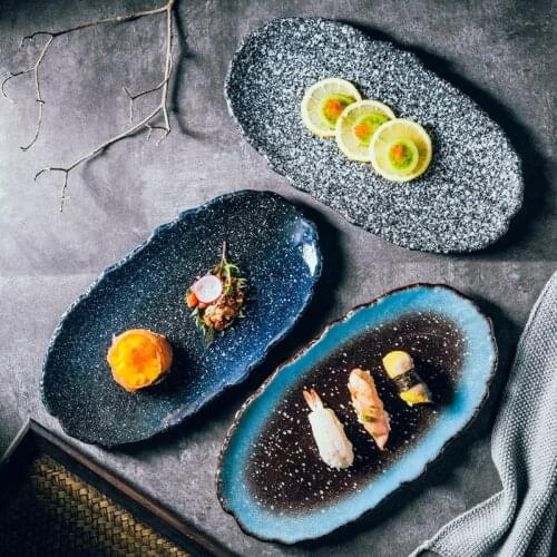 Oval Ceramic Diner Platesquare Plates Set Steak Plate Creative Household Tableware Kitchen Supplies Restaurant Service Plates