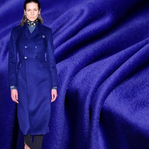 Pearlsilk Sapphire Blue High Gloss Quality Overcoating Cashmere Wool Fabrics Materials Winter Women Overcoat Cloth Freeshipping