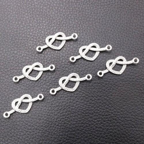 20pcs/lot Silver Plated Love Charm Metal Connector DIY Necklaces Bracelets Jewelry Handicraft Accessories 33*13mm P745