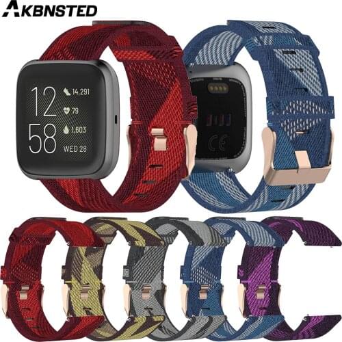 AKBNSTED 22MM Camouflage Nylon Canvas Watch Strap For Fitbit Versa/Versa 2/Versa Lite/Blaze Smart Watch Wristband Accessories