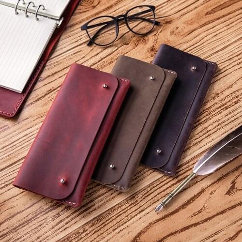 Retro Wallet Purse Genuine Leather handbag practical wallets and purses Vintage Long Wallets