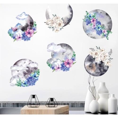 Romantic Waterproof Flowers Wall Stickers Removable Chinese Style Hand Paintings Home Decoration