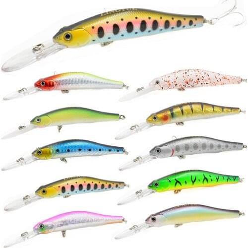 1pcs 12cm 13.4g Long Tongue Minnow fishing lure Slow Sinking Crankabits fishing Wobblers Hard Baits Far-casting Magnet System