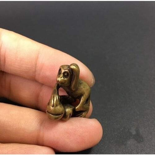 Collectable Chinese Brass Carved Animal Monkey Moral Wealth Exquisite Small Statues