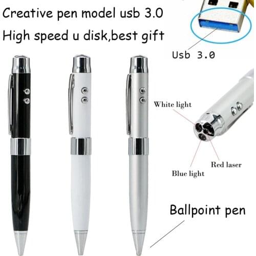 Real capacity 5 in 1 usb pen drive 64GB 32GB 16GB 8GB 128GB laser pointer 3.0 USB flash drive stainless steel Drives storage