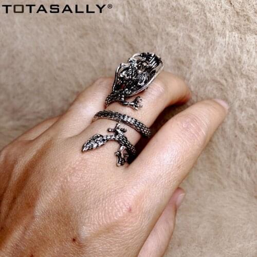 TOTASALLY Vintage Night Club Rings for Women Cool Trendy Punk Hip Hop Party Dragon Finger Ring Gifts Jewelry Dropship