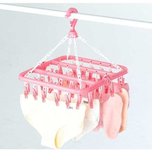32 Clips Portable Socks Cloth Hanger Rack Clothespin Multifunctional Drying Rack Sock Holder Wardrobe Storage Cloth Hangers