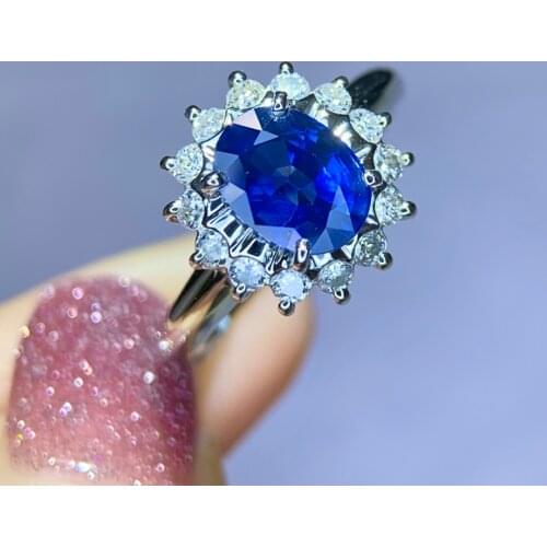 XHD417 Solid 18K Gold Nature Sri Lanka 1.85ct Blue Sapphire Rings for Women Fine Jewelry Presents the Six-word Admonition