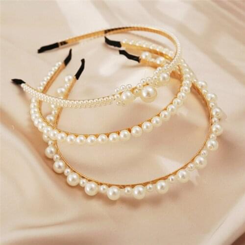 Fashion Hair Women Elegant Full Pearls Simple Hairbands Sweet Headband Hair Hoops Holder Ornament Head Lady Accessories