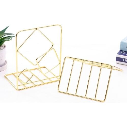 2pcs Square Metal Desktop Bookends Book Ends Support Stand Holder Shelf Bookrack 19QA