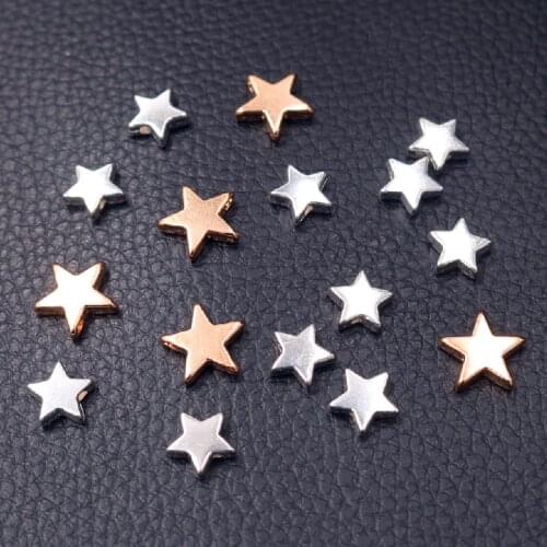 40pcs Silve Color/Gold 3D Five- Pointed Star Small Hole Spacer Beads Popular Necklace Bracelet DIY Charms Jewelry Crafts Making