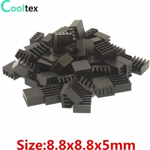 50pcs/lot Aluminum Heatsink 8.8x8.8x5mm black heat sink radiator for Chip VGA RAM IC LED COOLER cooling