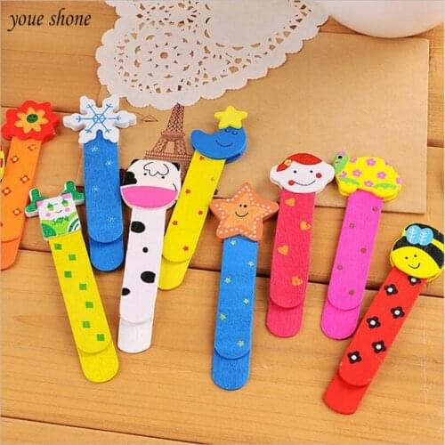 6Pcs/Lots Wooden Cartoon Bookmarks Gifts Cute Children Supplies For Kids Wooden Ruler Childrens Gift PrizeYOUE SHONE