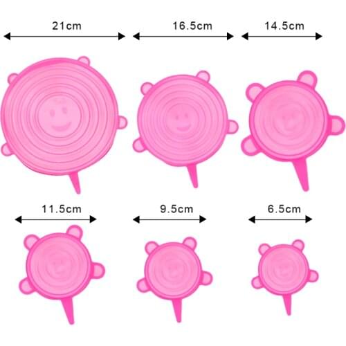 6pcs Reusable Silicone Food Cover Stretch Lids Universal Food Wrap Cover Fresh Keeping Silicone Caps Stretchable