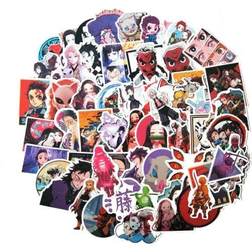 70pcs Demon Slayer: Kimetsu no Yaiba Anime Sticker Stickers PVC Graffiti Stickers Suitcase Luggage Guitar Car For Children Toys