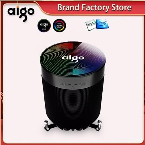 Aigo CPU Cooler aura sync 5 Pure Copper Heat-pipes freeze Tower Cooling System CPU Cooling 4pin pwm led rgb Fan Radiator AMD AM4