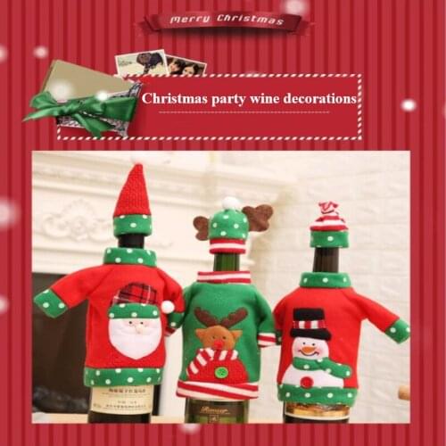 Wine Bottle Cover Christmas Snowman Santa Claus Elk Embroidered Cartoon Wine Bottle Decor Christmas Party Decoration New Year