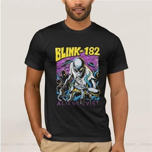Tee Shirt Design Cotton Blink 182 Aliens Exist Mens Harajuku T-Shirts O Neck Tops Tee Short Sleeve Zomer O Neck For Men