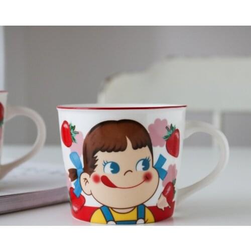 Free shipping cute Japanese style ceramic strawberry milk girl PEKO mug coffee mug tea mug