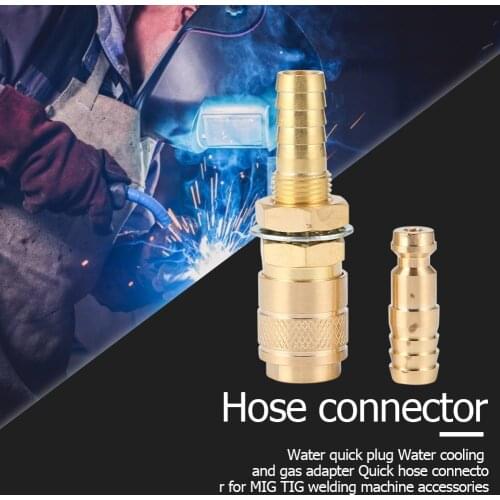 Brass 10mm Water Cooled Gas Adapter M10 Welding Torch Quick Hose Connector Fittings for MIG TIG Welding Torch Plug