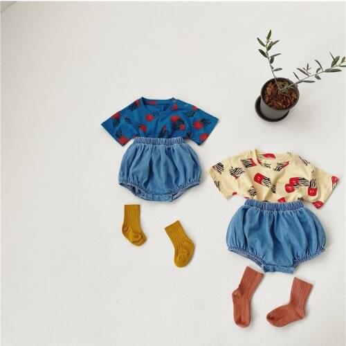 2021 Summer Fashion Unisex Boy and Girls T-shirt Pants Ins Korean Casual Sports Suits for Toddler Girl Baby Clothing for Babies