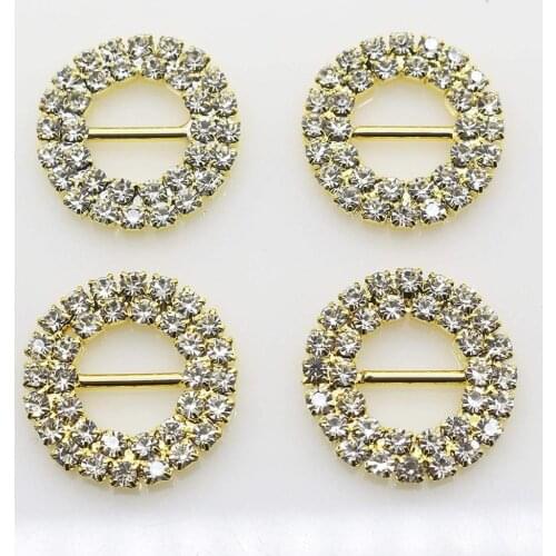 Lkeran 20MM(1cm inner rod) Double Row Round Rhinestone Buckles Wedding Invitation card Decoration DIY Hair Accessories