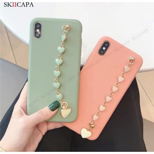 Love Heart Wrist Bracelet Lanyard Phone Case For VIVO IQOO NEO 5 Z3 S9E X60 Pro V20 SE Y51 Y52S Soft TPU Shockproof Phone Cover